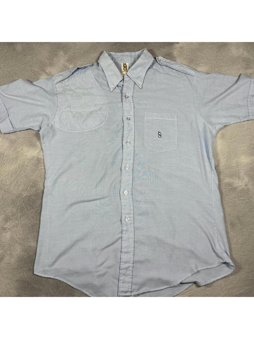 Vintage 70s / 80s Bob Allen Shooting Shirt XL Blue Quilted Shoulder Made in USA